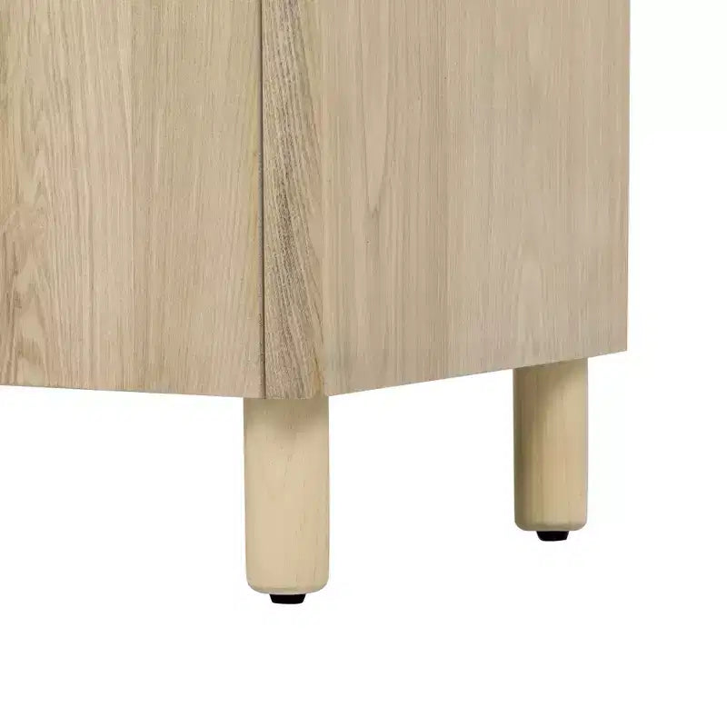 Bahut 4 portes avec rangement, poignées uniques en arc et étagères réglables pour salle à manger et salon, naturel