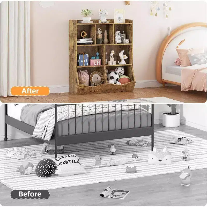 Étagère à Livres à 3 Niveaux et Armoire de Rangement de Jouets pour Enfants, Organisateur Multi-Cases pour Chambre, Salle de Jeux, Salles de Classe