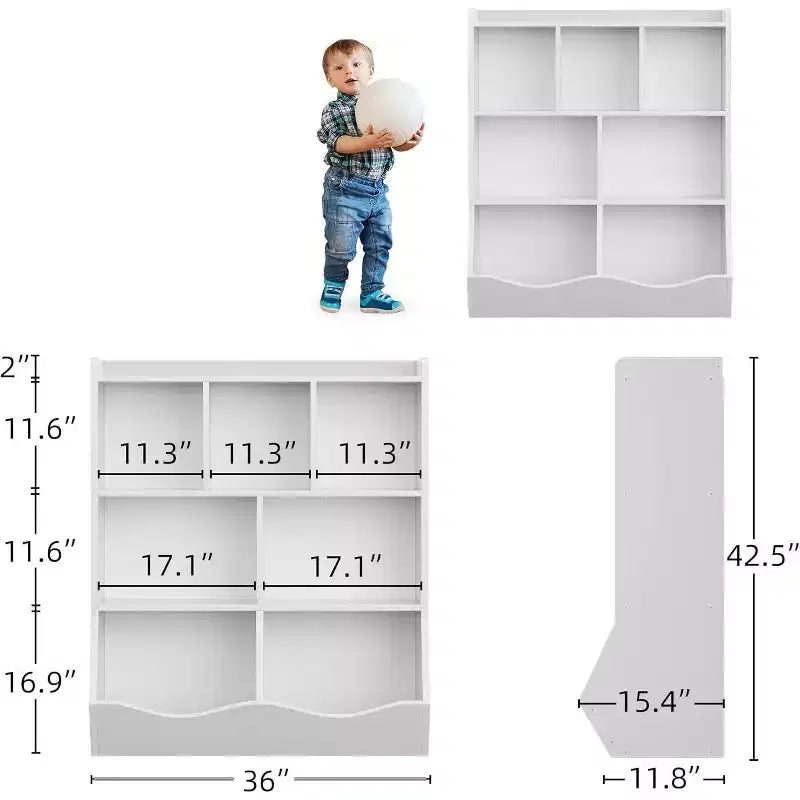 Étagère à Livres à 3 Niveaux et Armoire de Rangement de Jouets pour Enfants, Organisateur Multi-Cases pour Chambre, Salle de Jeux, Salles de Classe