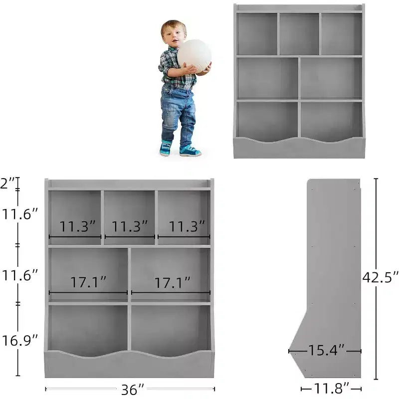 Étagère à Livres à 3 Niveaux et Armoire de Rangement de Jouets pour Enfants, Organisateur Multi-Cases pour Chambre, Salle de Jeux, Salles de Classe