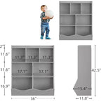 Étagère à Livres à 3 Niveaux et Armoire de Rangement de Jouets pour Enfants, Organisateur Multi-Cases pour Chambre, Salle de Jeux, Salles de Classe