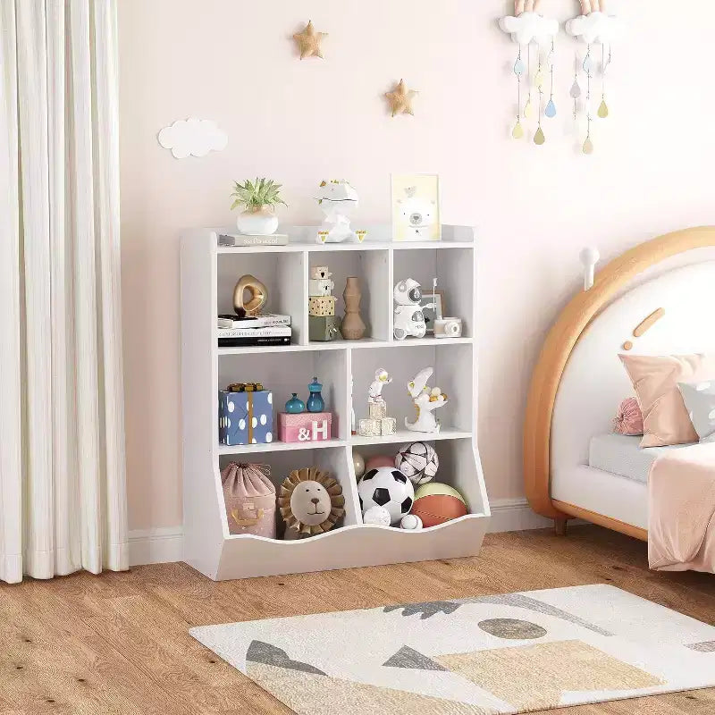 Étagère à Livres à 3 Niveaux et Armoire de Rangement de Jouets pour Enfants, Organisateur Multi-Cases pour Chambre, Salle de Jeux, Salles de Classe