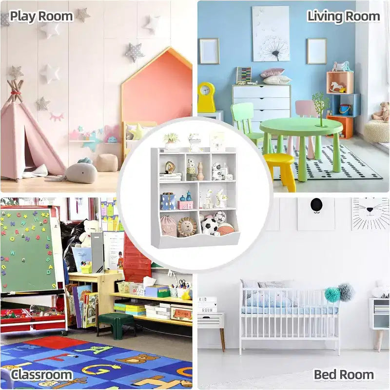 Étagère à Livres à 3 Niveaux et Armoire de Rangement de Jouets pour Enfants, Organisateur Multi-Cases pour Chambre, Salle de Jeux, Salles de Classe