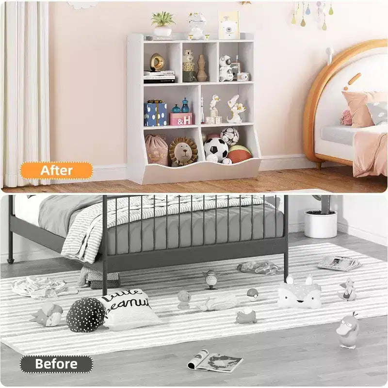 Étagère à Livres à 3 Niveaux et Armoire de Rangement de Jouets pour Enfants, Organisateur Multi-Cases pour Chambre, Salle de Jeux, Salles de Classe