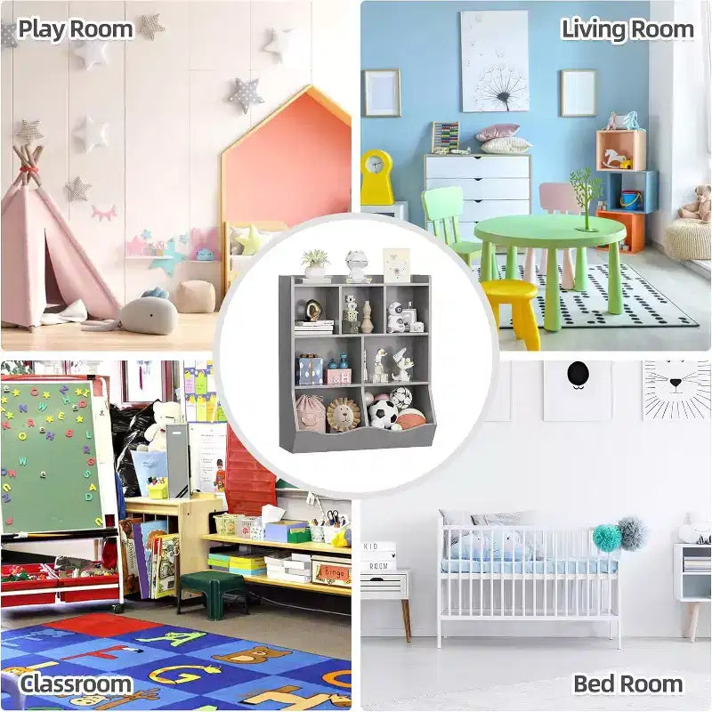 Étagère à Livres à 3 Niveaux et Armoire de Rangement de Jouets pour Enfants, Organisateur Multi-Cases pour Chambre, Salle de Jeux, Salles de Classe