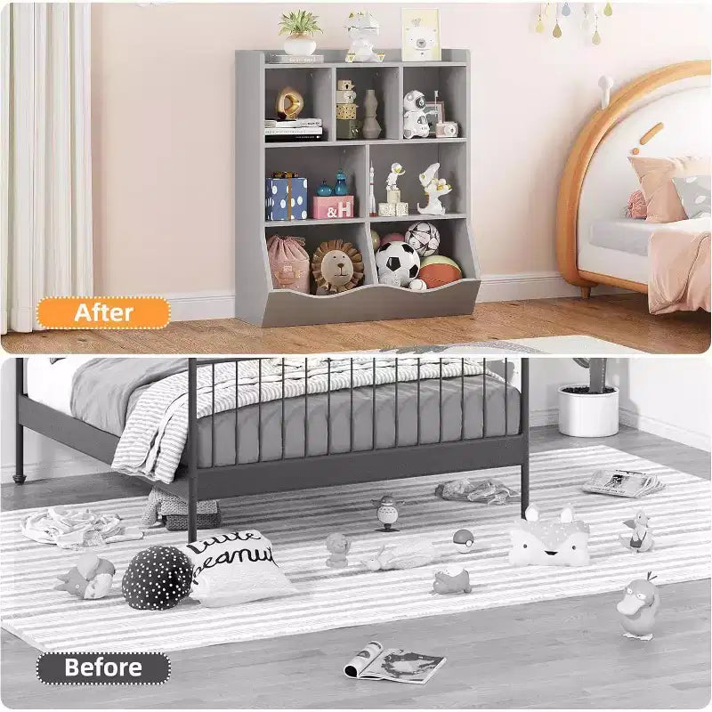 Étagère à Livres à 3 Niveaux et Armoire de Rangement de Jouets pour Enfants, Organisateur Multi-Cases pour Chambre, Salle de Jeux, Salles de Classe