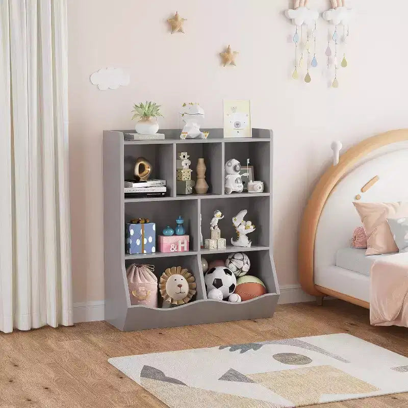 Étagère à Livres à 3 Niveaux et Armoire de Rangement de Jouets pour Enfants, Organisateur Multi-Cases pour Chambre, Salle de Jeux, Salles de Classe