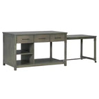 Îlot de cuisine extensible avec rangement et prises électriques, chariot de cuisine rétro multifonctionnel sur roulettes avec tiroirs et étagères ouvertes, gris