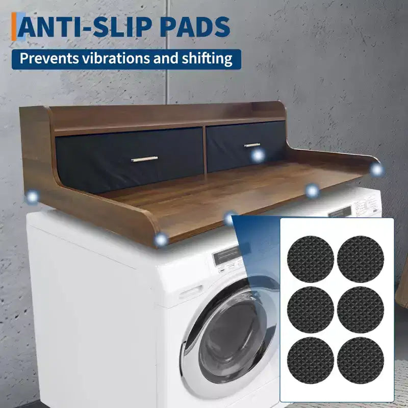 Organisateur de linge en bois à 2 niveaux pour lave-linge/sèche-linge 54x27.55 avec tiroirs et patins antidérapants