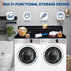 Organisateur de linge en bois à 2 niveaux pour lave-linge/sèche-linge 54x27.55 avec tiroirs et patins antidérapants