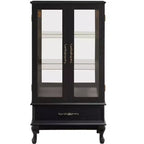 Vitrine élégante en verre lumineux - Meuble de rangement en bois pour le salon, la cuisine et le cellier - Idéale pour le vin, les jouets et les objets de collection - Noir