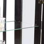 Vitrine élégante en verre lumineux - Meuble de rangement en bois pour le salon, la cuisine et le cellier - Idéale pour le vin, les jouets et les objets de collection - Noir