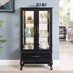 Vitrine élégante en verre lumineux - Meuble de rangement en bois pour le salon, la cuisine et le cellier - Idéale pour le vin, les jouets et les objets de collection - Noir