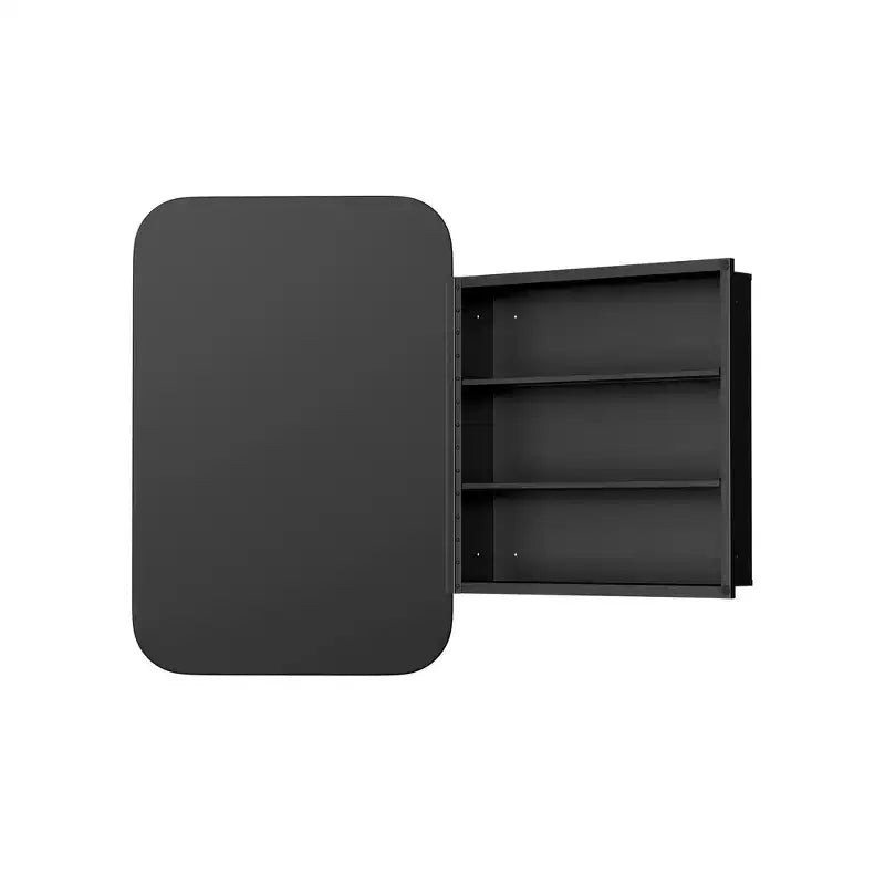 Armoires à pharmacie de salle de bain rectangulaires modernes 24 x 16 po, miroir mural encadré de métal avec rangement, noir