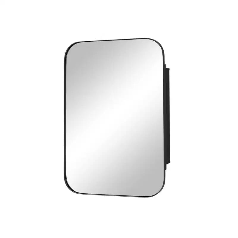 Armoires à pharmacie de salle de bain rectangulaires modernes 24 x 16 po, miroir mural encadré de métal avec rangement, noir