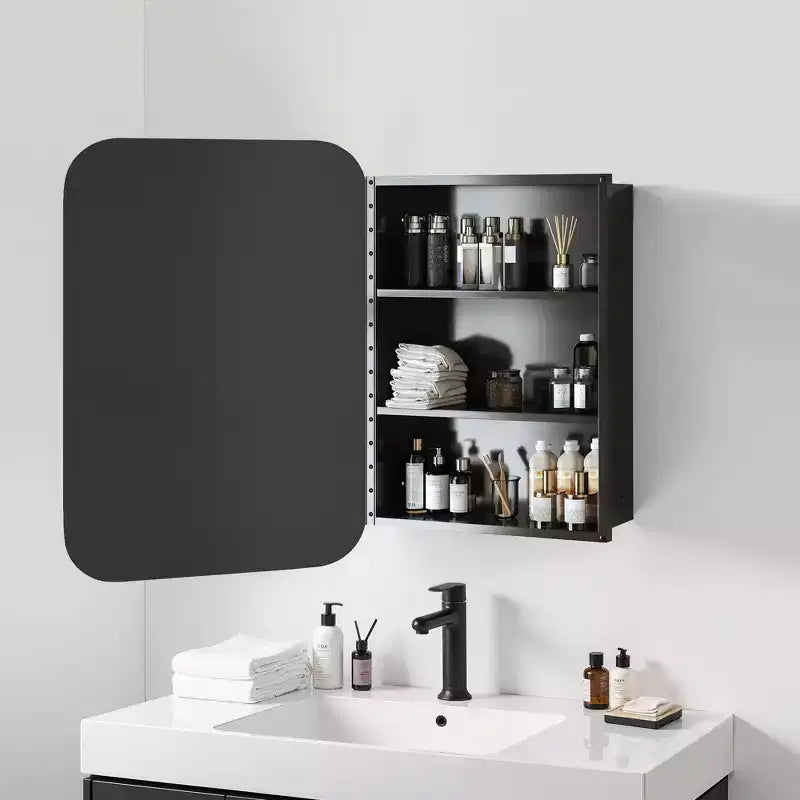 Armoires à pharmacie rectangulaires modernes de salle de bain 24 x 16 po, miroir mural à cadre métallique avec rangement, or