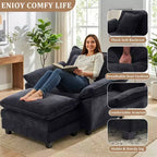 Fauteuil d'appoint surdimensionné en chenille avec pouf