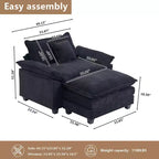 Fauteuil d'appoint surdimensionné en chenille avec pouf