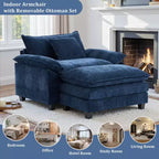Fauteuil d'appoint surdimensionné en chenille avec pouf