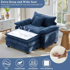 Fauteuil d'appoint surdimensionné en chenille avec pouf