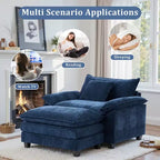 Fauteuil d'appoint surdimensionné en chenille avec pouf