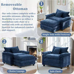 Fauteuil d'appoint surdimensionné en chenille avec pouf