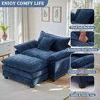 Fauteuil d'appoint surdimensionné en chenille avec pouf