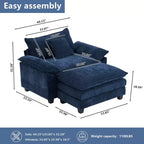 Fauteuil d'appoint surdimensionné en chenille avec pouf