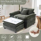 Fauteuil d'appoint surdimensionné en chenille avec pouf
