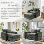 Fauteuil d'appoint surdimensionné en chenille avec pouf