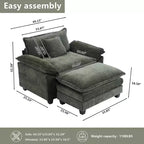 Fauteuil d'appoint surdimensionné en chenille avec pouf