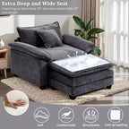 Fauteuil d'appoint surdimensionné en chenille avec pouf