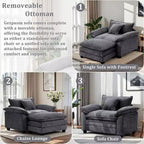Fauteuil d'appoint surdimensionné en chenille avec pouf