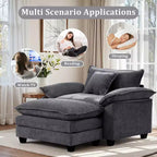 Fauteuil d'appoint surdimensionné en chenille avec pouf