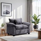 Fauteuil d'appoint surdimensionné en chenille avec pouf