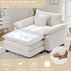 Fauteuil d'appoint surdimensionné en chenille avec pouf
