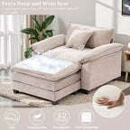 Fauteuil d'appoint surdimensionné en chenille avec pouf