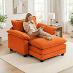 Fauteuil d'appoint surdimensionné en chenille avec pouf