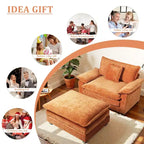 Fauteuil d'appoint surdimensionné en chenille avec pouf