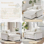 Fauteuil d'appoint surdimensionné en chenille avec pouf