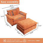 Fauteuil d'appoint surdimensionné en chenille avec pouf