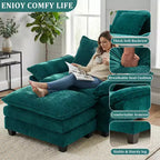 Fauteuil d'appoint surdimensionné en chenille avec pouf