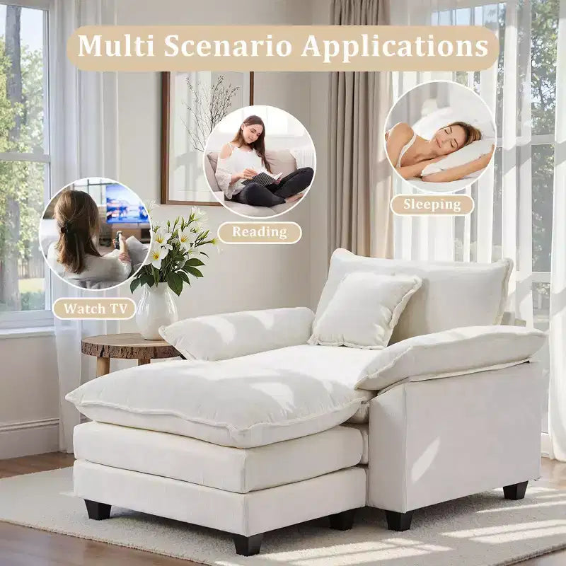 Fauteuil d'appoint surdimensionné en chenille avec pouf