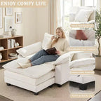 Fauteuil d'appoint surdimensionné en chenille avec pouf