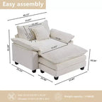 Fauteuil d'appoint surdimensionné en chenille avec pouf
