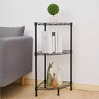 Acekool 3 Tier Corner Shelf, Rustic Black Storage Display Rack for Bedroom, Living Room, Office, Kitchen, 13.8x13.8x31.5