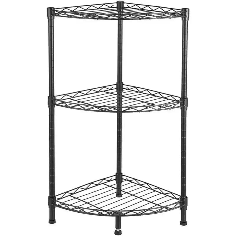 Étagère d'angle à 3 niveaux, étagère de rangement et de présentation rustique noire pour chambre à coucher, salon, bureau, cuisine, 13,8x13,8x31,5