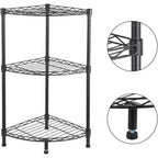 Étagère d'angle à 3 niveaux, étagère de rangement et de présentation rustique noire pour chambre à coucher, salon, bureau, cuisine, 13,8x13,8x31,5