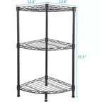 Étagère d'angle à 3 niveaux, étagère de rangement et de présentation rustique noire pour chambre à coucher, salon, bureau, cuisine, 13,8x13,8x31,5