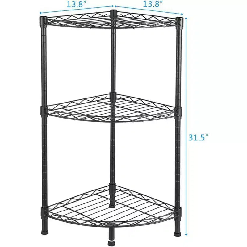 Étagère d'angle à 3 niveaux, étagère de rangement et de présentation rustique noire pour chambre à coucher, salon, bureau, cuisine, 13,8x13,8x31,5